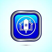 Home painting icon design illustration. House painting sign symbol for apps and websites. Blue color square button design vector