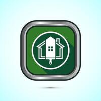 Home painting icon design illustration. House painting sign symbol for apps and websites. Green shadow button design vector