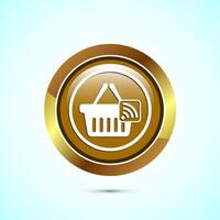 Online shopping icon design illustration. Shopping symbol for apps and websites. Gold color round button design vector
