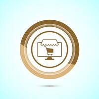 Online shopping icon design illustration. Shopping symbol for apps and websites. Gold color button design vector
