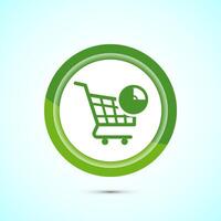 Online shopping icon design illustration. Shopping symbol for apps and websites. Green color button design vector