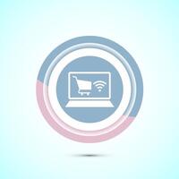 Online shopping icon illustration. Shopping symbol for apps and websites. Pastel color button design vector