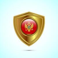 Rounded flag of Montenegro with glossy gold shield vector