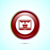 Online shopping icon design illustration. Shopping symbol for apps and websites. Red color round button design vector