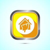 Home painting icon design illustration. House painting sign symbol for apps and websites. Yellow shadow button design vector