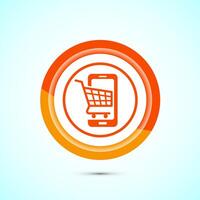 Online shopping icon design illustration. Shopping symbol for apps and websites. Orange color button design vector
