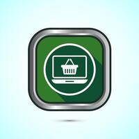 Online shopping icon design illustration. Shopping symbol for apps and websites. Green shadow button design vector
