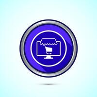 Online shopping icon design illustration. Shopping symbol for apps and websites. Blue shadow button design vector