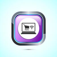 Online shopping icon design illustration. Shopping symbol for apps and websites. Pink color square button design vector