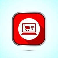 Online shopping icon design illustration. Shopping symbol for apps and websites. Red shadow button design vector