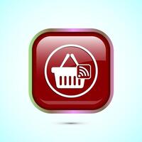 Online shopping icon design illustration. Shopping symbol for apps and websites. Red color square button design vector
