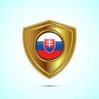 Rounded flag of Slovakia with glossy gold shield vector