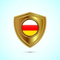 Rounded flag of South Ossetia with glossy gold shield vector