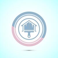 Home painting icon design illustration. House painting sign symbol for apps and websites. Pastel color button design vector
