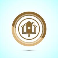 Home painting icon design illustration. House painting sign symbol for apps and websites. Gold color button design vector