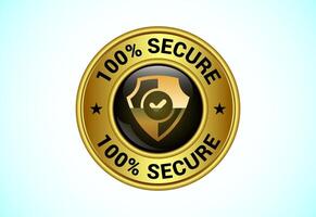 100 Secure button design illustration in gold color. Suitable for mobile app, and website UI design. vector