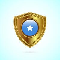 Rounded flag of Somalia with glossy gold shield vector