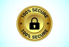 100 Secure button design illustration in gold color. Suitable for mobile app, and website vector