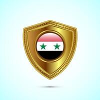 Rounded flag of Syria with glossy gold shield vector