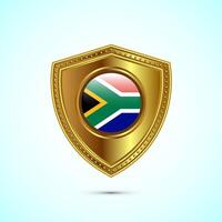 Rounded flag of South Africa with glossy gold shield vector