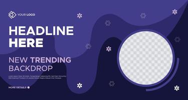 Bold purple business banner with circular accents and fluid shapes, customizable text areas, perfect for professional branding, advertising, and social media marketing vector