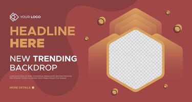 Elegant red and gold business banner with geometric hexagonal accents, clean design, and customizable text areas, perfect for luxury branding and advertising campaigns vector
