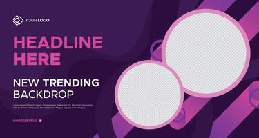 Bold purple and pink business banner with modern circular shapes, customizable text placeholders, and a vibrant design, ideal for advertising and branding purposes vector