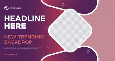 Trendy pink business banner template with geometric square design and customizable text areas, perfect for marketing, advertisements, and creative branding projects vector