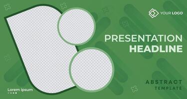 Bold green business presentation template with circular accents and customizable placeholders, ideal for corporate branding, advertising, and professional marketing campaigns vector