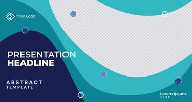 Creative blue and teal business presentation template with fluid wave patterns and customizable text areas, perfect for marketing, branding, and professional projects vector