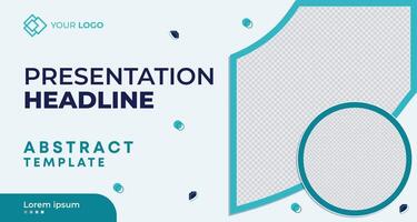 Creative teal business presentation banner with geometric shapes and customizable placeholders, ideal for professional branding, corporate marketing, and advertising projects vector