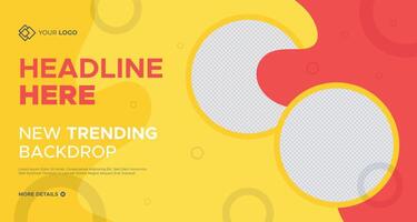Bright yellow and red business banner with bold geometric shapes, customizable text sections, and a vibrant design, ideal for marketing and branding campaigns vector