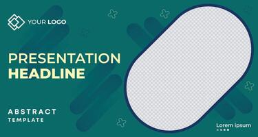 Modern green business presentation template with fluid geometric shapes, customizable placeholders, and a minimalist design, ideal for professional branding and marketing vector