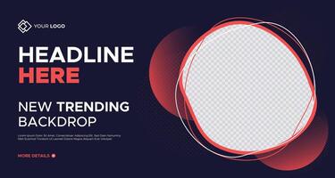 Elegant dark business banner with bold red circular accents, customizable text placeholders, and a sleek layout, perfect for marketing, advertising, and professional branding vector