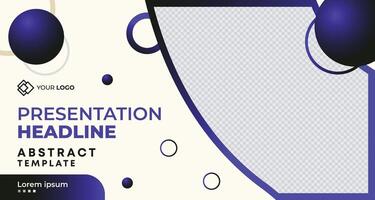 Creative business presentation banner with blue and white geometric accents, customizable placeholders, and a modern layout, perfect for branding and advertising purposes vector