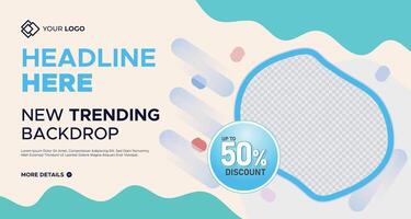 Minimalist business banner with light beige and teal geometric shapes, customizable placeholders, and text space, perfect for branding and social media marketing vector