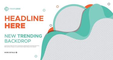Trendy business banner with green and orange fluid shapes, clean design, and customizable text areas, perfect for advertising, branding, and marketing campaigns vector