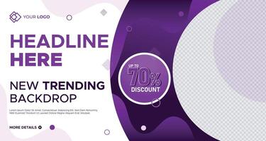 Bold purple business banner with circular patterns, customizable placeholders, and a stylish design, perfect for advertising, social media, and branding projects vector