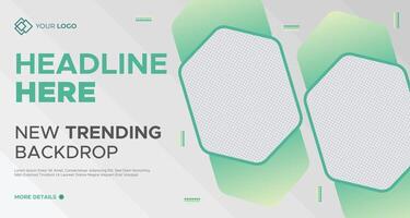 Modern business banner with light green and white hexagonal patterns, customizable placeholders, and text space, ideal for professional marketing and social media campaigns vector