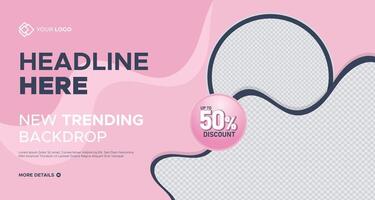 Stylish pink business banner template with a curved wave design, placeholder text, and customizable elements, ideal for social media posts, ads, and marketing projects vector