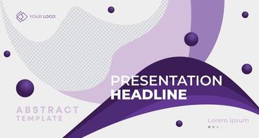 Minimalist purple business presentation banner with fluid shapes and dotted accents, customizable placeholders, perfect for professional branding and advertising campaigns vector