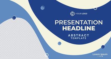 Bold blue and white business presentation template with wave-like patterns and customizable text areas, ideal for corporate branding, advertising, and marketing campaigns vector