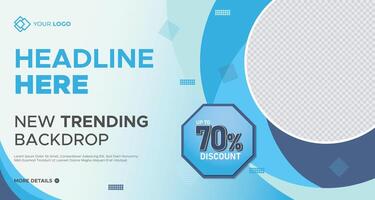 Professional blue business banner design with circular accents, hexagonal elements, and space for text, perfect for marketing, advertisements, and corporate branding vector
