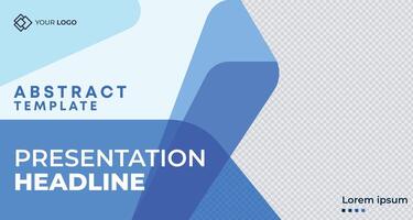 Minimalist light blue business presentation banner with geometric patterns and customizable placeholders, perfect for advertising, marketing, and professional branding projects vector