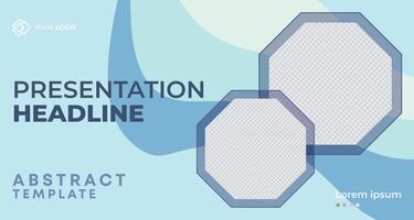 Modern business presentation template with light blue and teal hexagonal accents, customizable placeholders, and a clean design, ideal for marketing and branding campaigns vector