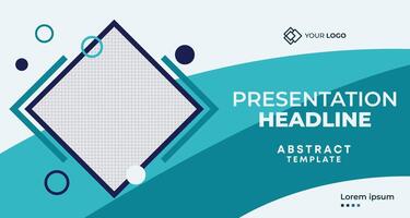 Creative teal and white business presentation banner with geometric patterns and customizable text areas, ideal for professional branding and marketing projects vector