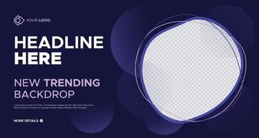 Professional dark blue business banner with circular elements, customizable text space, and sleek design, ideal for social media, marketing, and corporate advertisements vector
