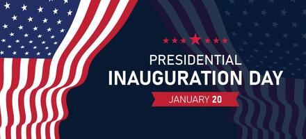 Presidential inauguration day design featuring American flag patterns and dark blue background with modern red and blue accents vector