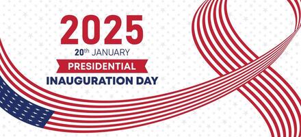 2025 presidential inauguration day banner with red abstract wave lines and a modern design in patriotic theme for official events vector