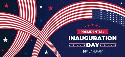 Patriotic presidential inauguration day background with bold red and white ribbon stripes and starry blue accents symbolizing unity and democracy in national celebrations vector